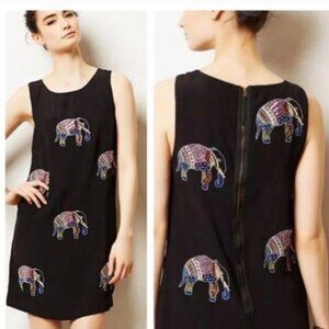 Leifsdottir x Anthropologie Elefanten Beaded Mini Shift Dress Size 6